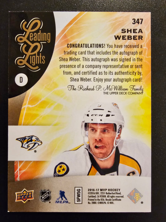 2016-17 Upper Deck MVP - Gold Autographs - Leading Lights - Shea Weber #347