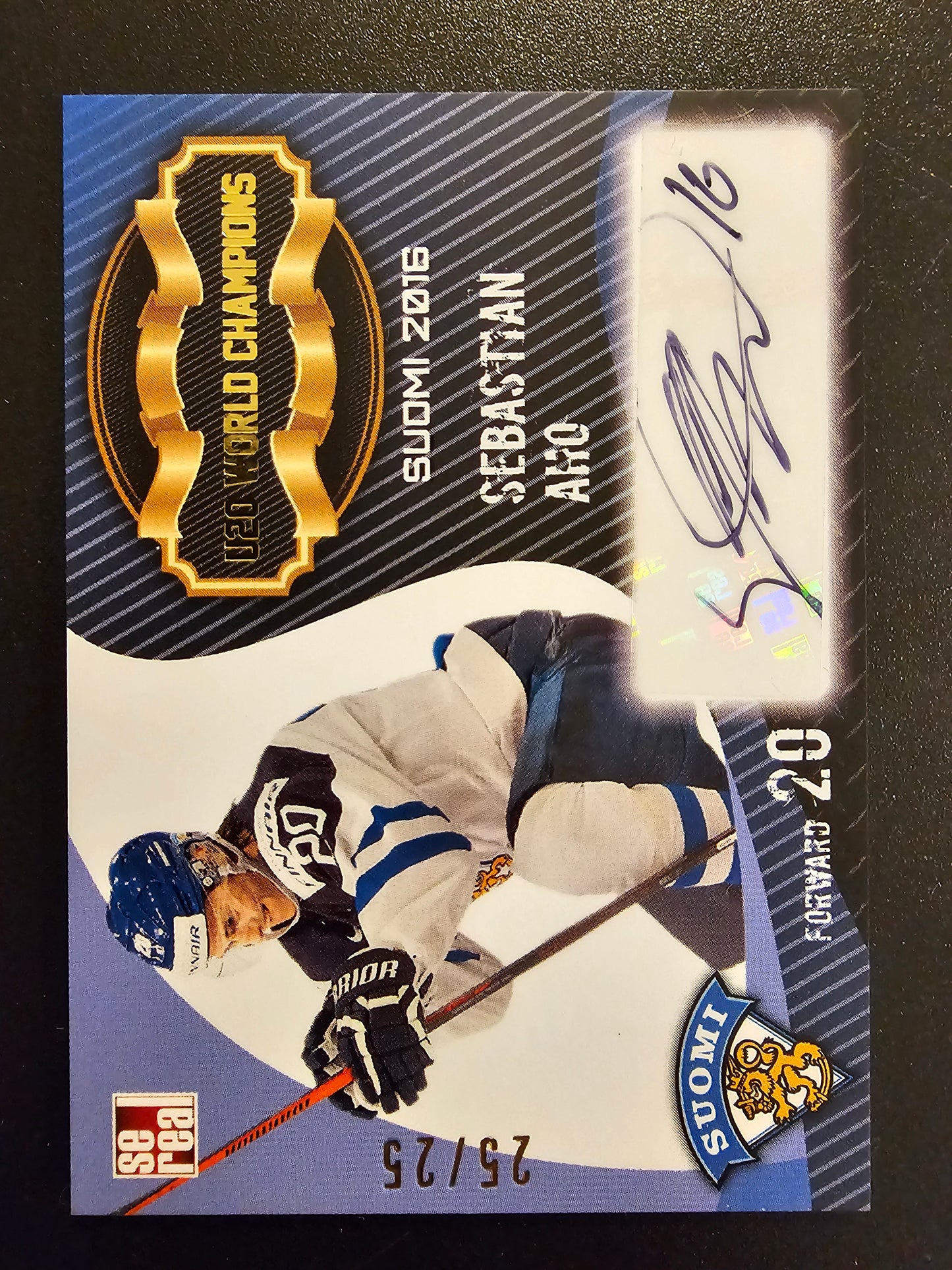 2016 Cereal Team Finland U20 World Champions Autograph - Sebastian Aho #FIN-U20-A04 /25