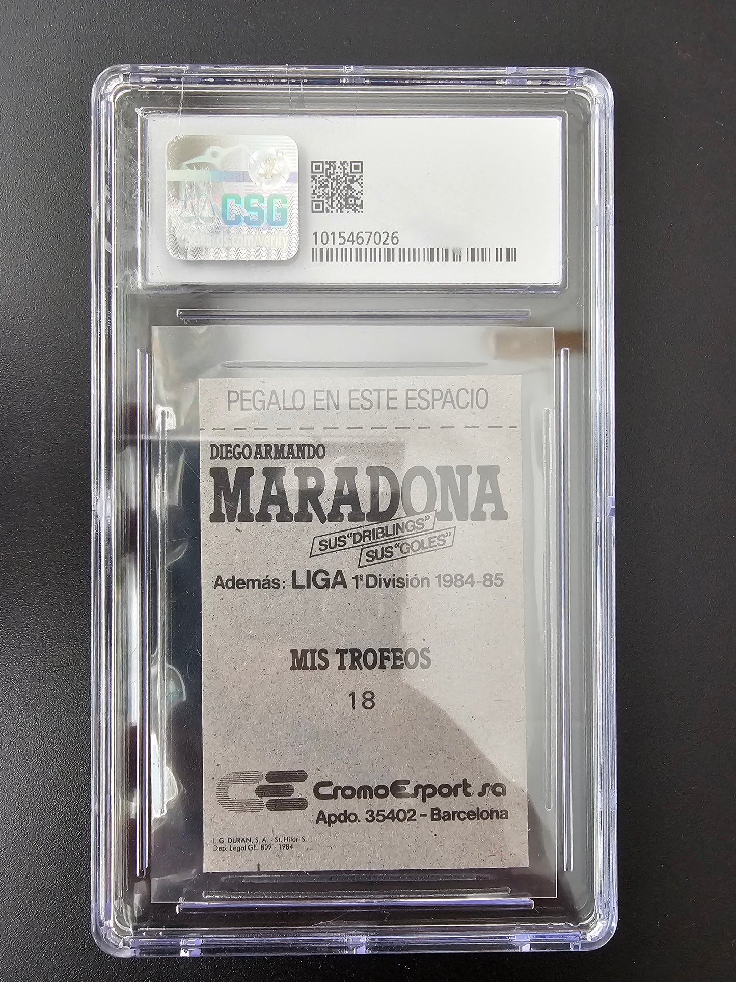 1984-85 Cromo Esport Maradona, Sus "Driblings", Sus "Goles" - Diego Maradona #18 CSG 4.5