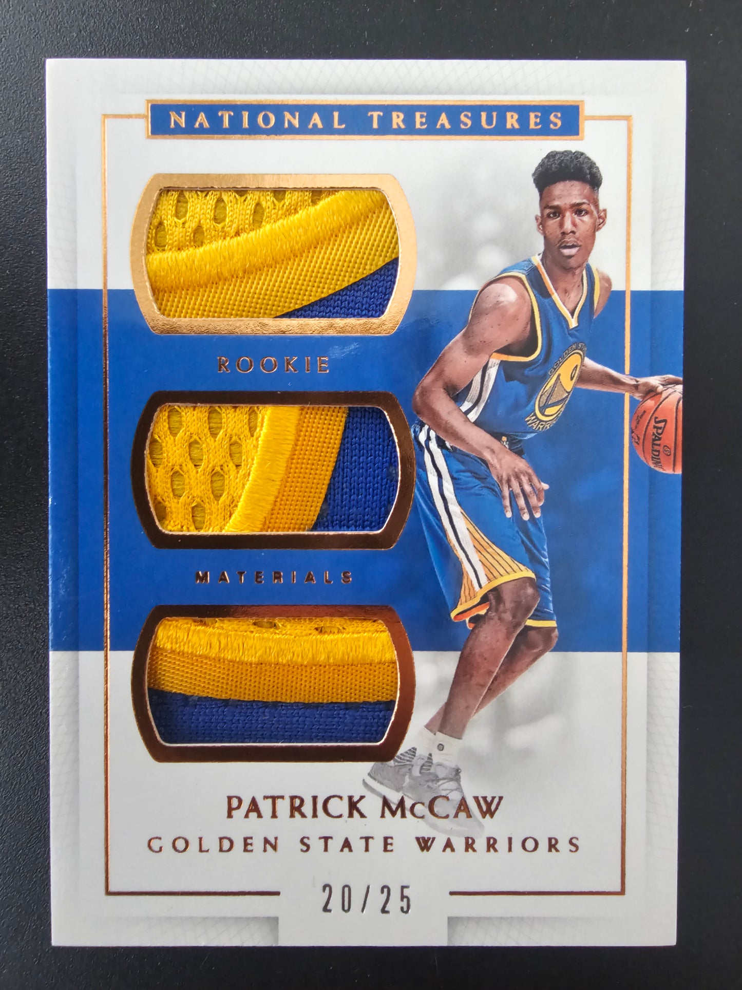 2016-17 Panini National Treasures - Rookie Triple Materials - Bronze - Patrick McCaw #16 /25 RY