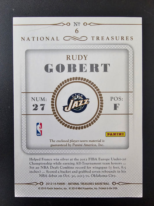 2013-14 Panini National Treasures - NBA Rookie Material - Prime - Rudy Gobert #6 /25 RY