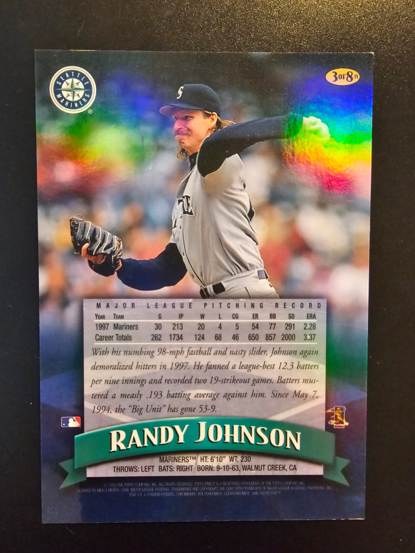 1998 Topps Finest - Jumbo - Refractor - Randy Johnson #3R