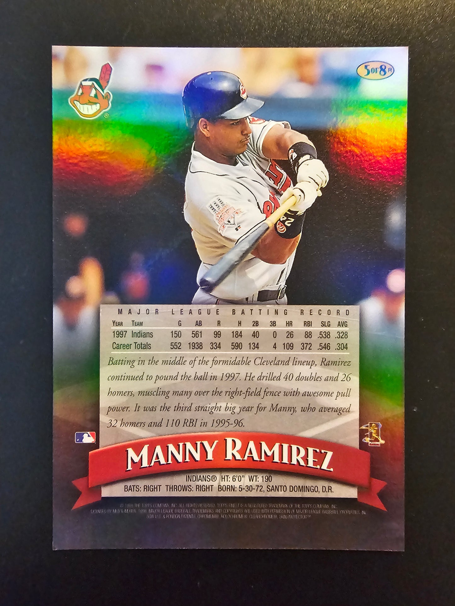 1998 Topps Finest - Jumbo - Refractor - Manny Ramirez #5R
