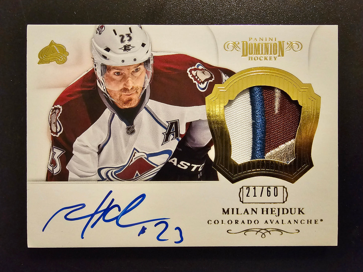 2012-13 Panini Dominion - Autographed Patch - 2013-14 Rookie Anthology Update - Milan Hejduk #43 /60
