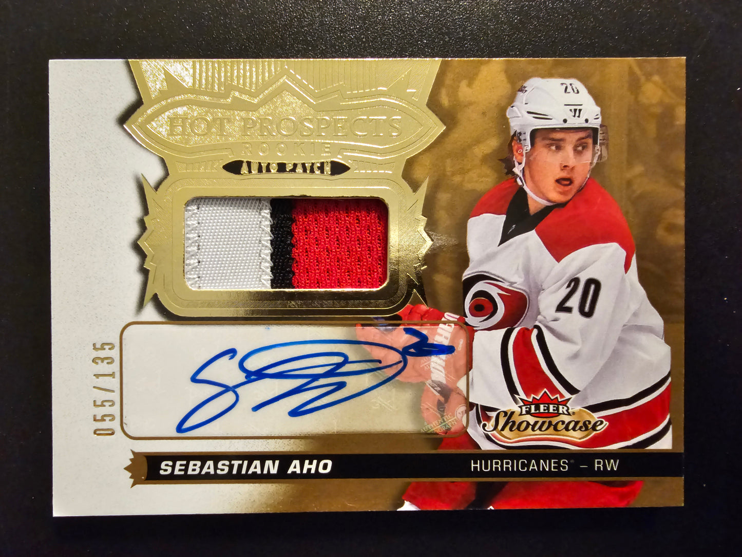 2016-17 Upper Deck Fleer Showcase - Patch Hot Prospects Autos - Sebastian Aho #163 /135 RC