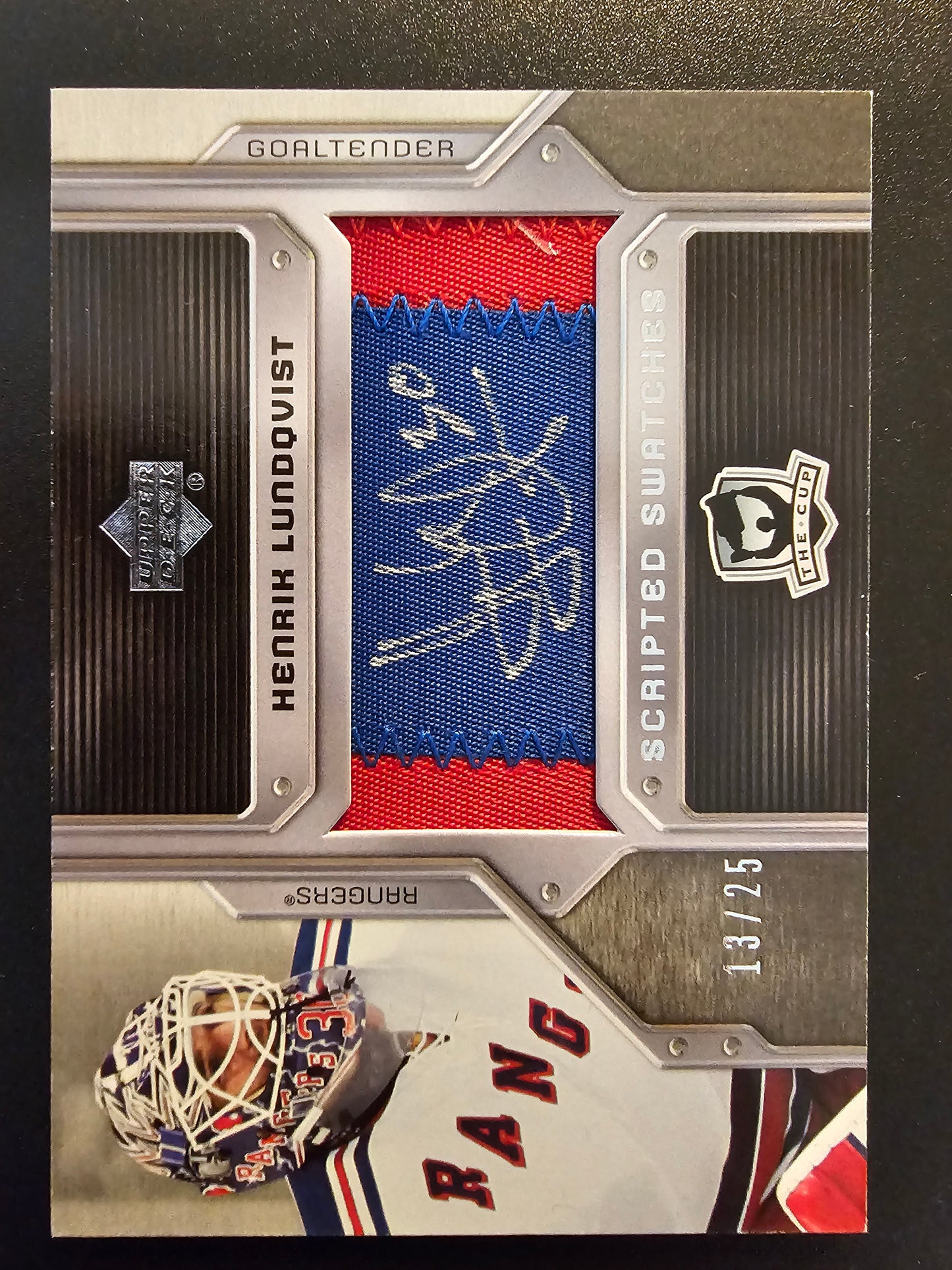 2006-07 Upper Deck The Cup - Scripted Swatches - Henrik Lundqvist #SS-HL /25
