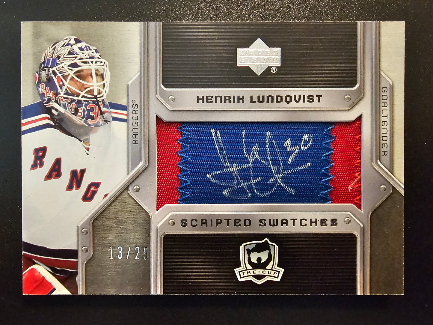 2006-07 Upper Deck The Cup - Scripted Swatches - Henrik Lundqvist #SS-HL /25