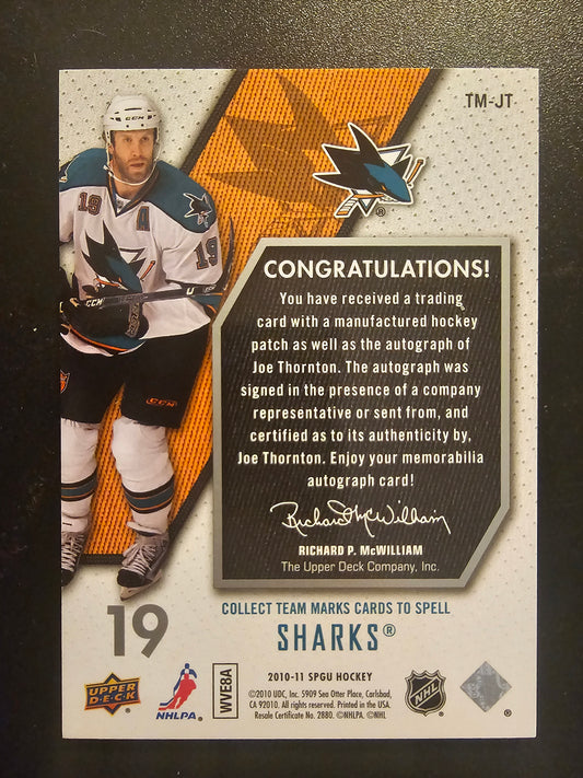 2010-11 Upper Deck SP Game Used Edition - Team Marks - Joe Thornton #TM-JT /50