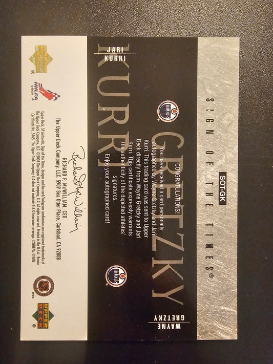 2003-04 Upper Deck SP Authentic - Sign of the Times - Jari Kurri / Wayne Gretzky #SOT-GK /99