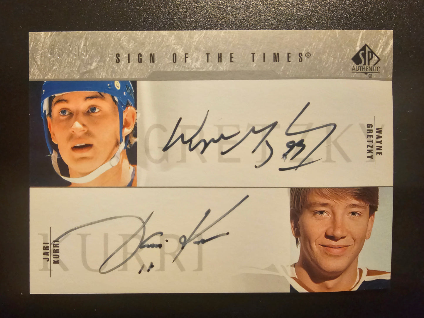 2003-04 Upper Deck SP Authentic - Sign of the Times - Jari Kurri / Wayne Gretzky #SOT-GK /99