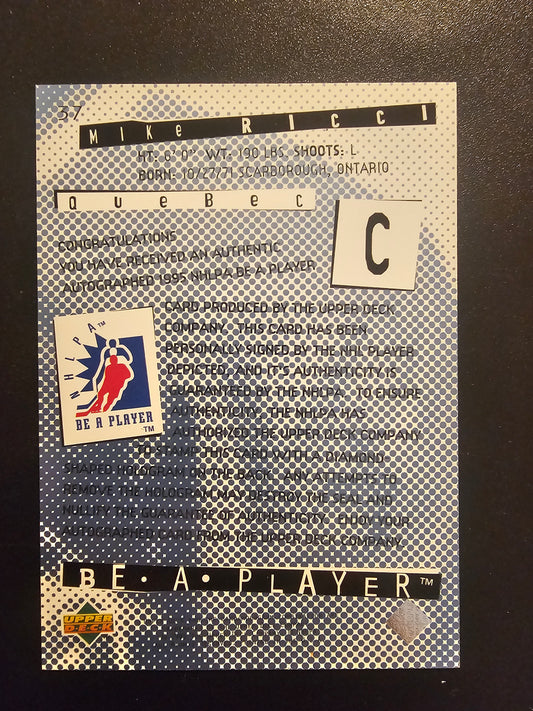 1994-95 Upper Deck Be a Player - Signatures - Mike Ricci #37