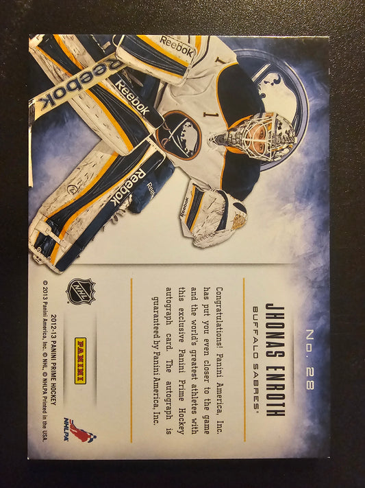 2012-13 Panini Prime - Prime Namesakes - Jhonas Enroth #28 /75