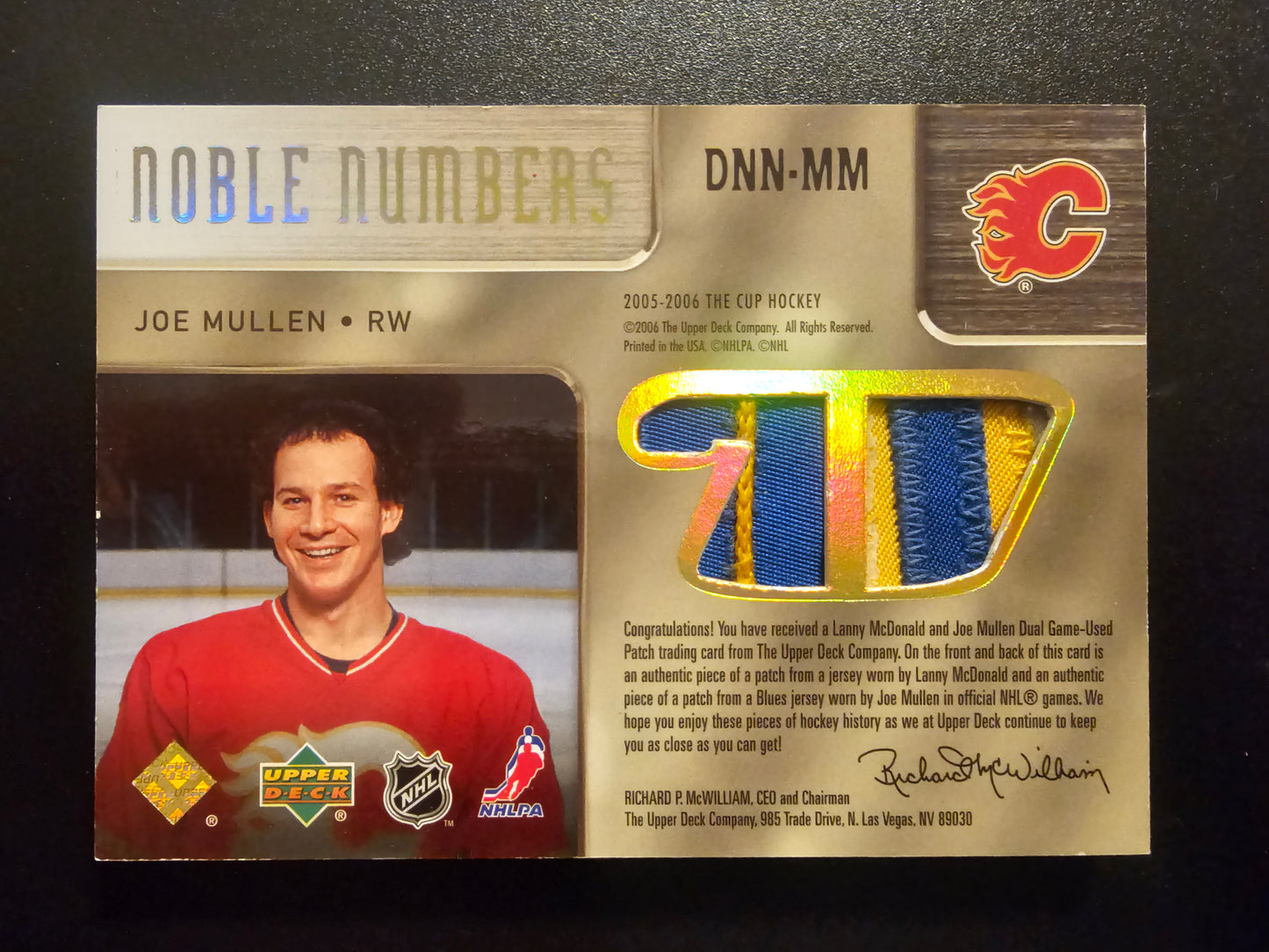 2005-06 Upper Deck The Cup - Dual-Sided Noble Numbers - Lanny McDonald / Joe Cullen #DNN-MM /10