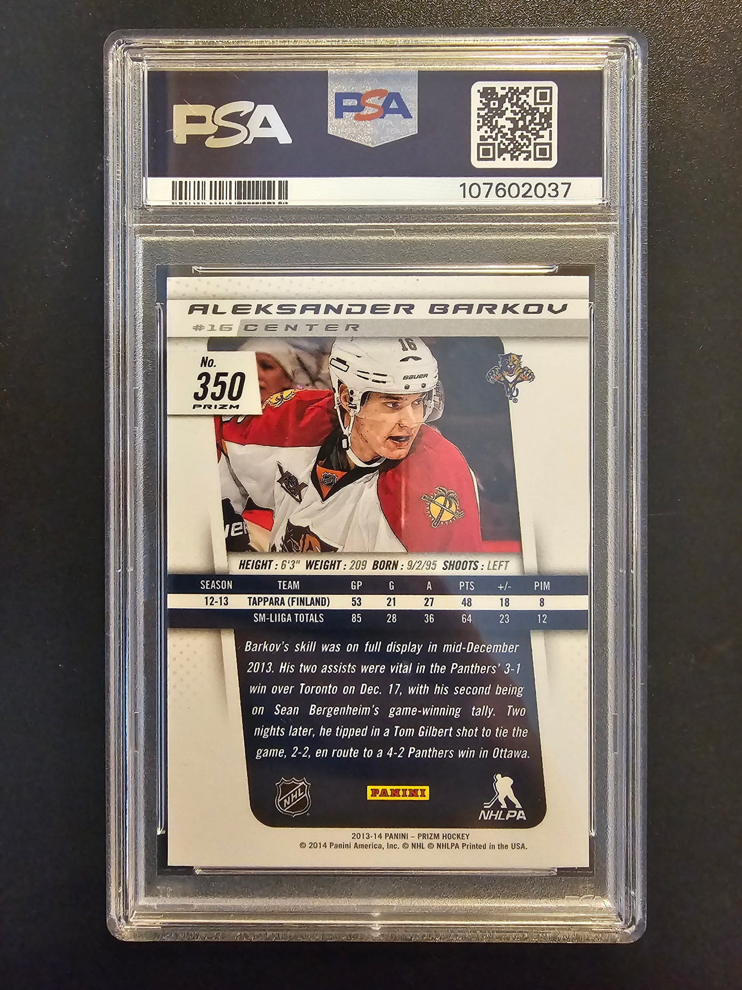2013-14 Panini Rookie Anthology - Prizm Update - Silver Prizm - Aleksander Barkov #350 PSA9 RC
