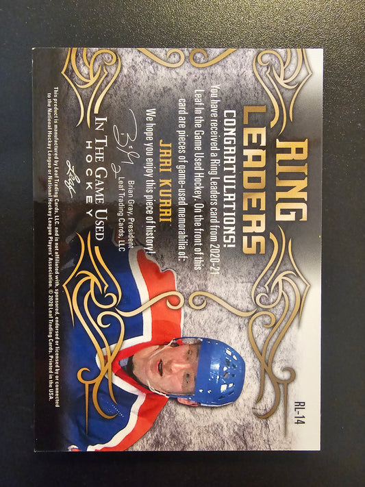 2020-21 Leaf In the Game Used - Ring Leaders Relics - Silver - Jari Kurri #RL-14 /2