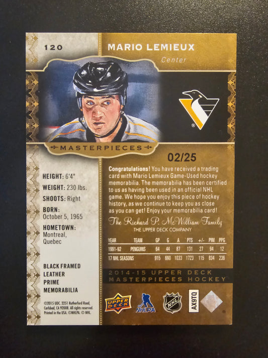 2014-15 Upper Deck Masterpieces - Black Framed Memorabilia - Mario Lemieux #14 /25