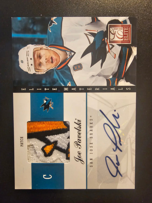 2011-12 Panini Elite - Materials - Patch Autographs - Joe Pavelski #24 /5