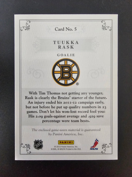 2011-12 Panini Dominion - Jerseys - Tuukka Rask #5 /100
