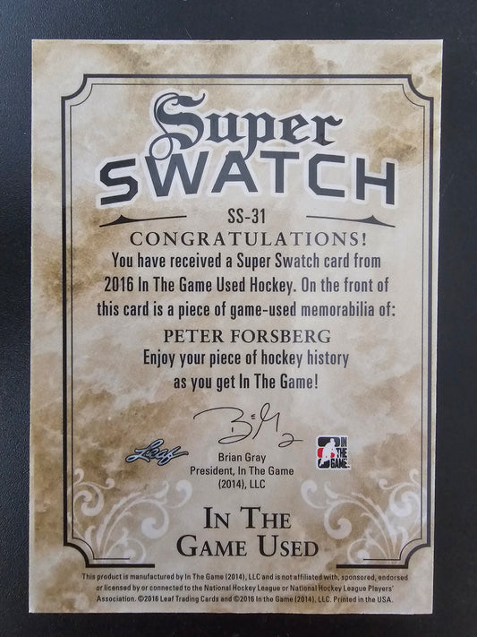 2016-17 Leaf In the Game Used - Super Swatch - Silver - Peter Forsberg #SS-31 /45