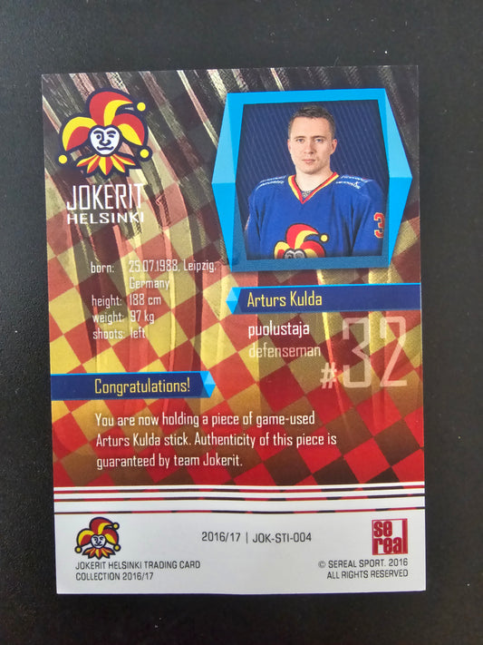 2016-17 Cereal Jokerit Stick - Arturs Gold #JOK-STI-004 /50