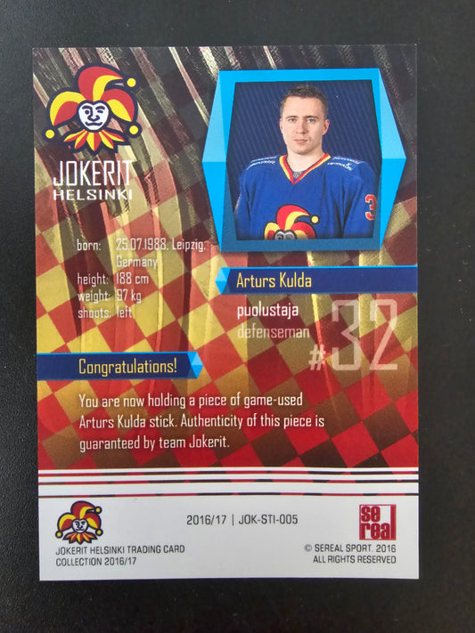 2016-17 Cereal Jokerit Stick - Arturs Gold #JOK-STI-005 /50