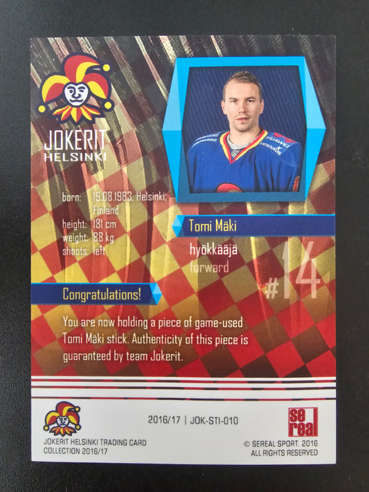 2016-17 Cereal Jokerit Stick - Tomi Mäki #JOK-STI-010 /50