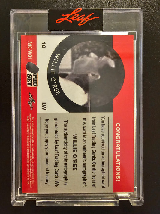 2020-21 Leaf Pro Set Memories - 1990-91 Design Autographs - Red - Willie O'Ree #A90-W01 /20