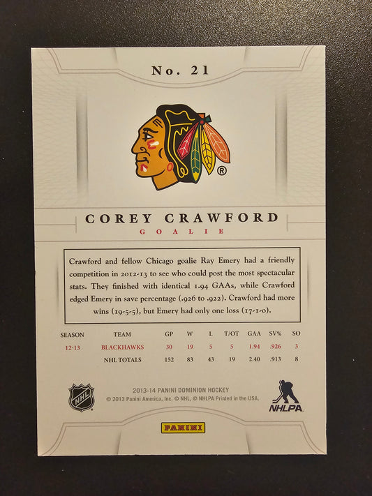 2013-14 Panini Dominion - Gold - Corey Crawford #21 /50