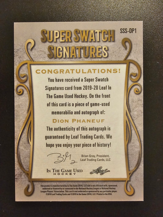 2019-20 Leaf In the Game Used - Super Swatch Signatures - Bronze Spectrum - Dion Phaneuf #SSS-DP1 /25