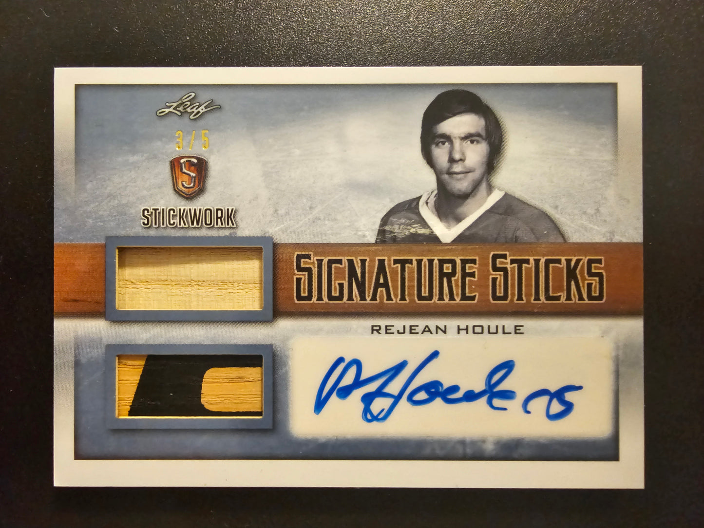 2018 Leaf In the Game Stickwork - Signature Sticks - Platinum - Rejean Houle #SST-RH1 /5
