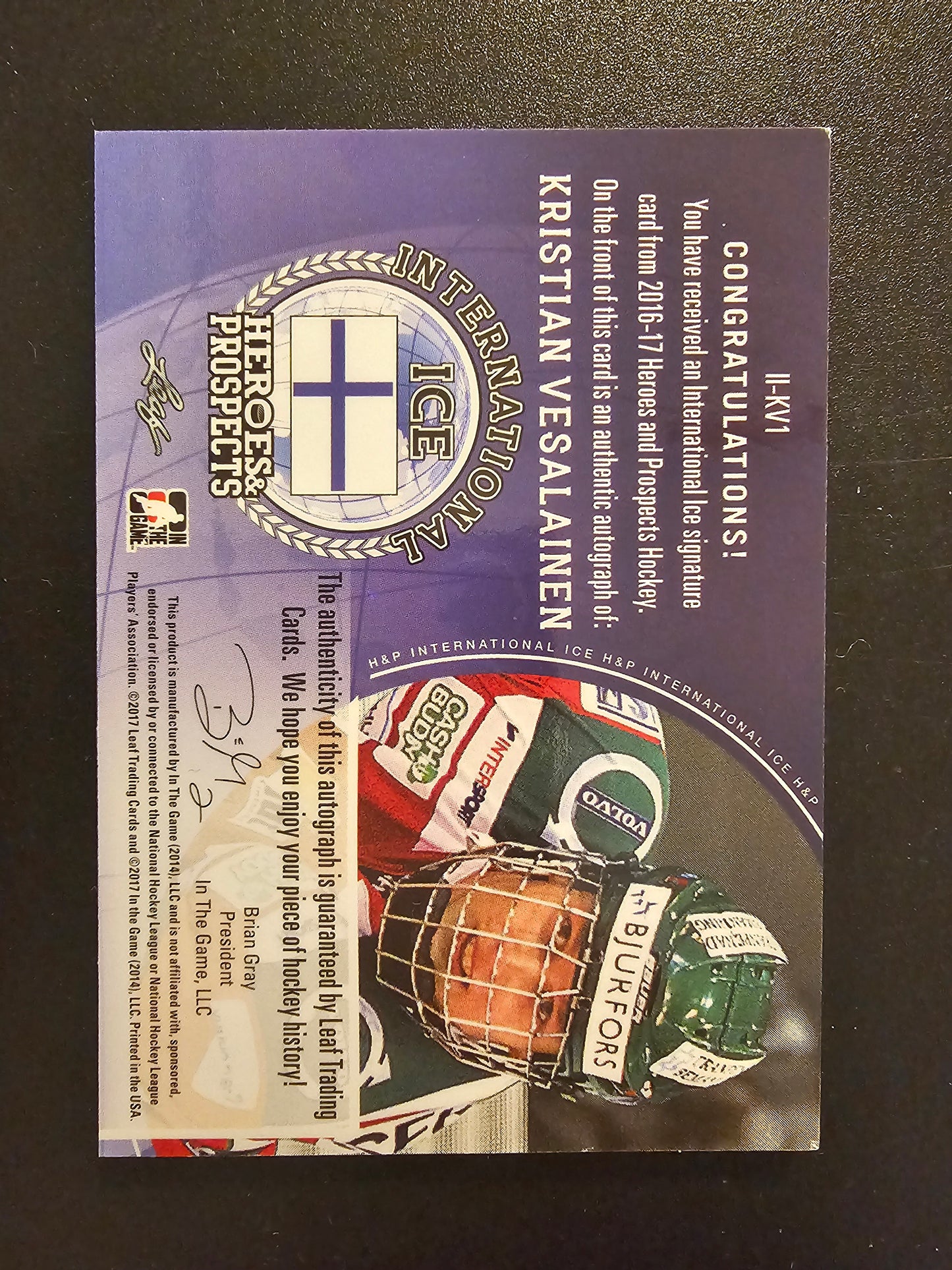 2016-17 Leaf In the Game Heroes & Prospects - International Ice - Silver - Kristian Vesalainen #II-KV1 /3 PRC