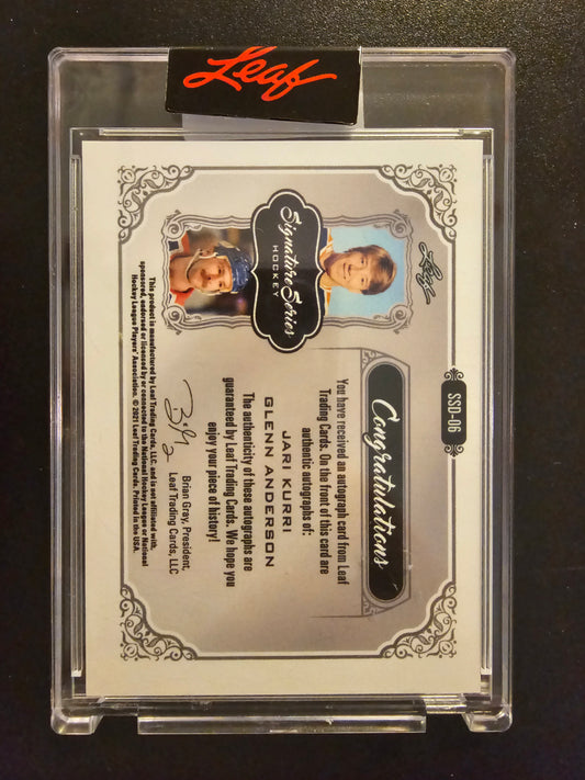 2021-22 Leaf Signature Series - Dual Signatures - Dark Blue - Jari Kurri / Glenn Anderson #SSD-06 1of1