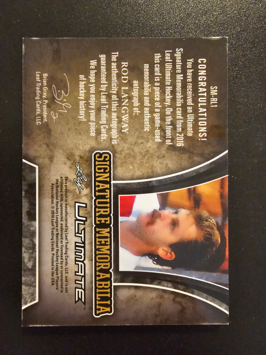 2016-17 Leaf Ultimate - Signature Memorabilia - Blue Spectrum - Rod Langway #SM-RL1 /4