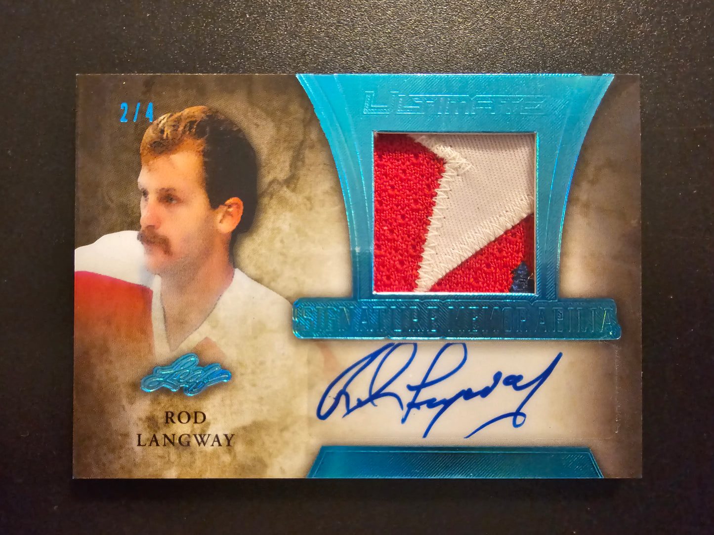 2016-17 Leaf Ultimate - Signature Memorabilia - Blue Spectrum - Rod Langway #SM-RL1 /4