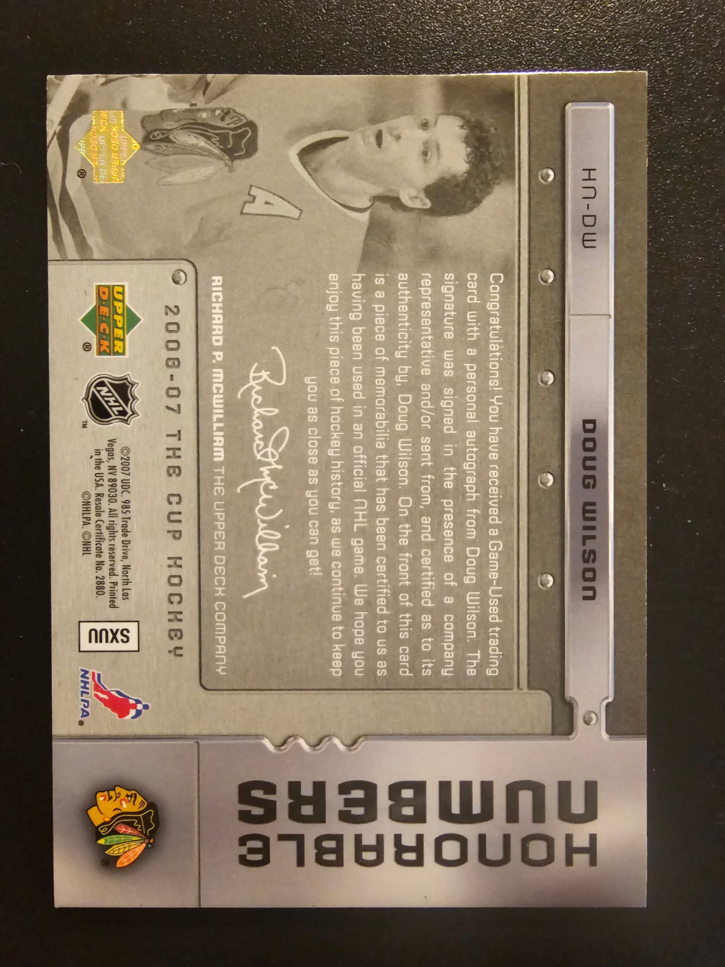 2006-07 Upper Deck The Cup - Honorable Numbers - Doug Wilson #HN-DW /24