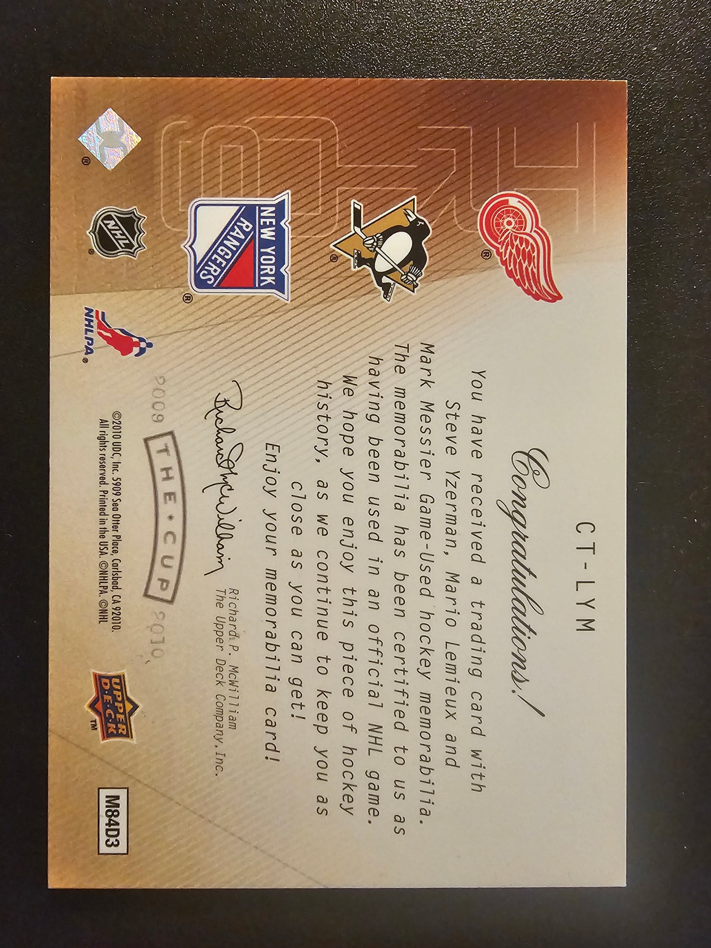 2009-10 Upper Deck The Cup - Cup Trios - Steve Yzerman / Mario Lemieux / Mark Messier CT-LYM /25