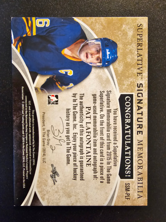 2015 Leaf In the Game Superlative - Signature Memorabilia - Gold - Pat Lafontaine #SSM-PLF /5