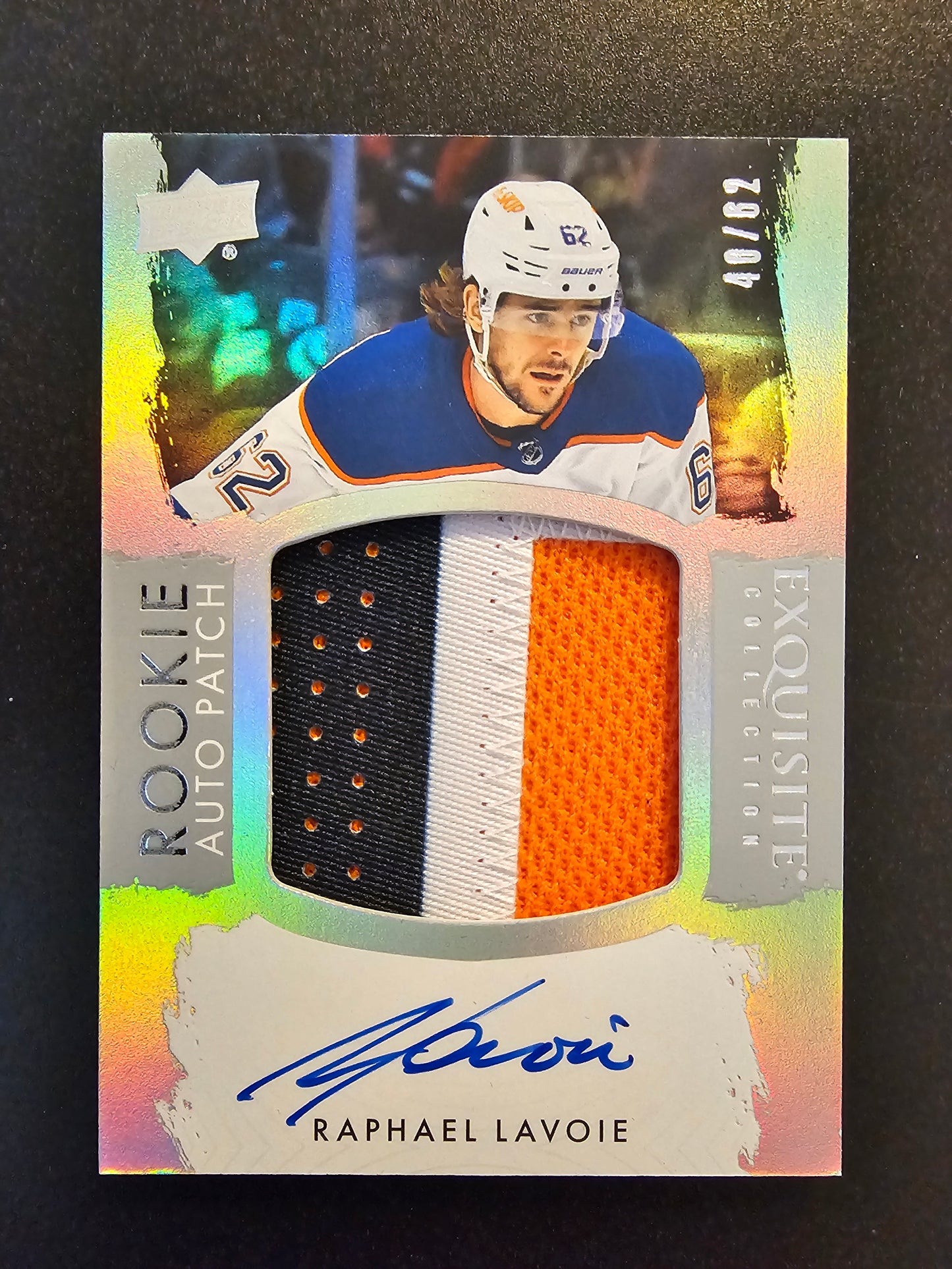 2023-24 Upper Deck The Cup - Exquisite Collection - Rookie Auto Patch - Raphael Lavoie #EC-RL /62 RC