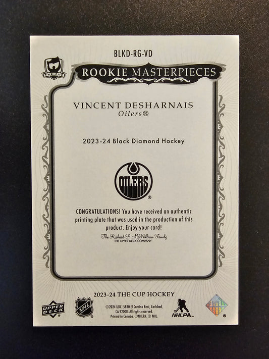 2023-24 Upper Deck The Cup - Rookie Masterpieces - Yellow Printing Plate - Vincent Desharnais #BLKD-RG-VD 1of1 RC