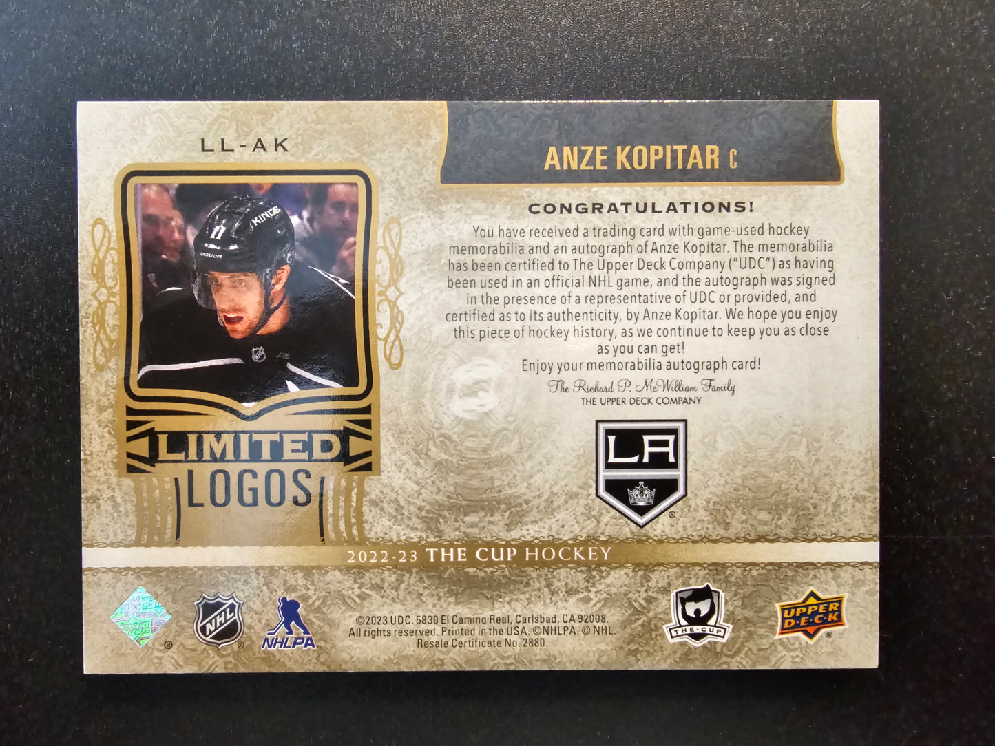 2023-24 Upper Deck The Cup - Limited Logos - Anze Kopitar #LL-AK /25