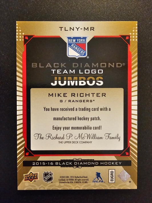 2015-16 Upper Deck Black Diamond - Team Logo Jumbos - Gold BD Logo - Mike Richter #TLNY-MR/15