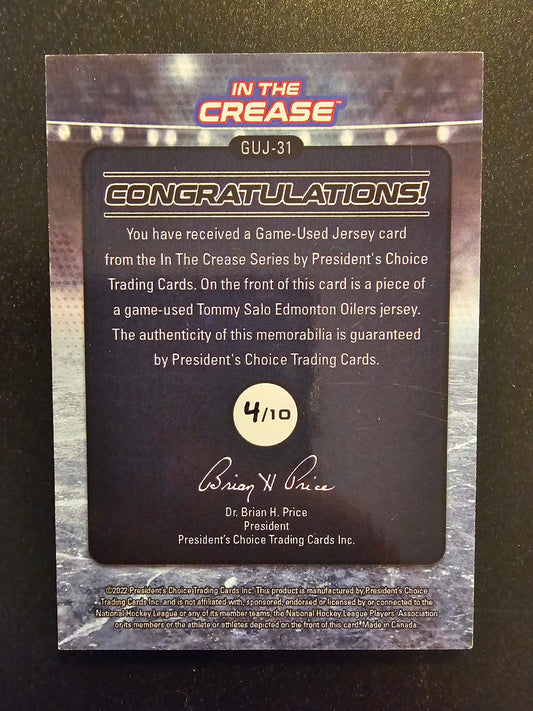 2022-23 President's Choice In the Crease - Game-Used Jersey - Tommy Salo #GUJ-31 /10
