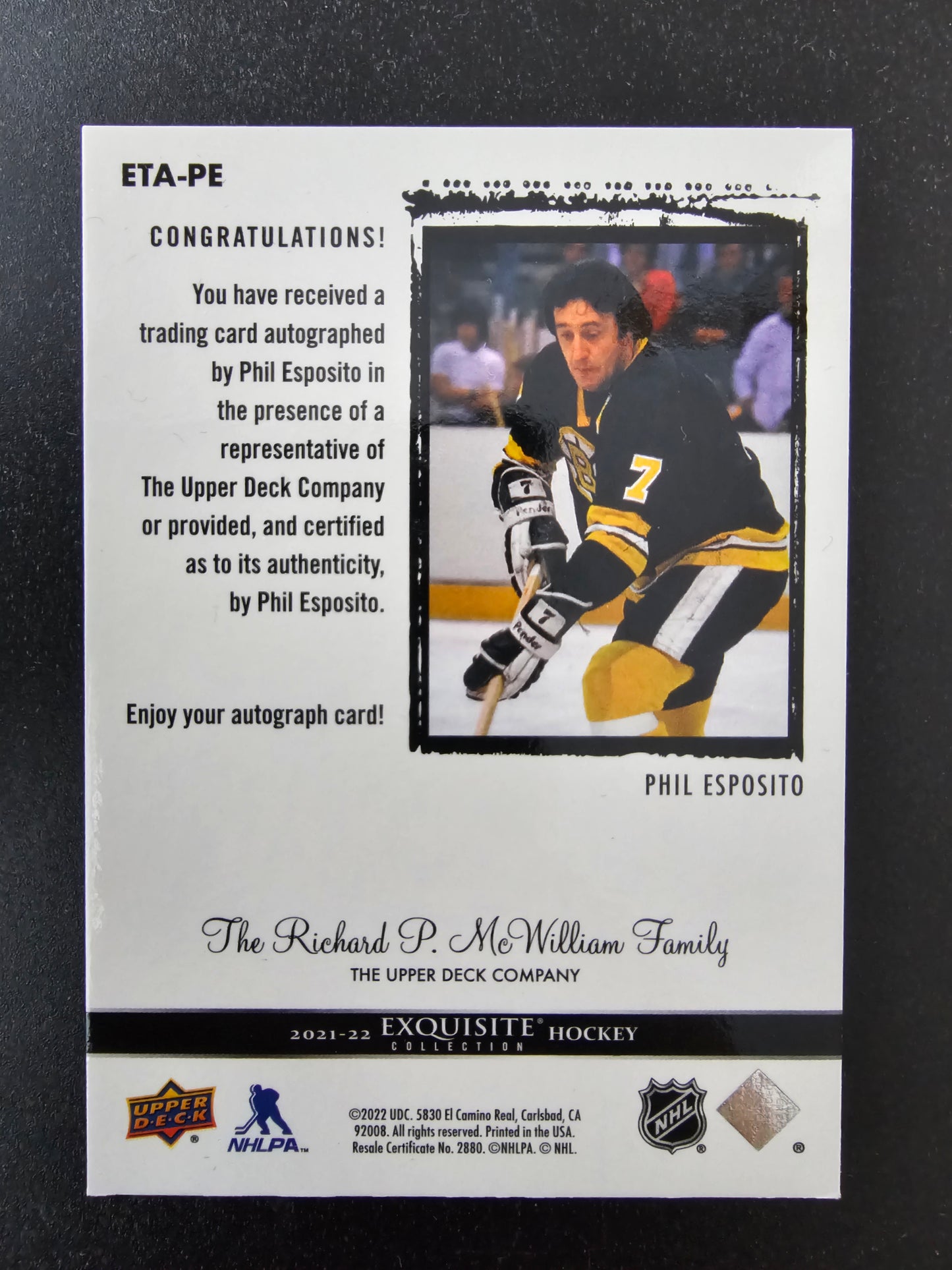 2023-24 Upper Deck The Cup - Exquisite Autograph - Phil Esposito #ETA-PE /25