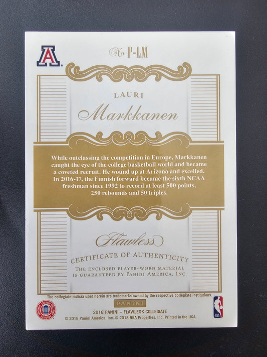 2018-19 Panini Flawless Collegiate - Patches - Gold - Lauri Markkanen #P-LM /10