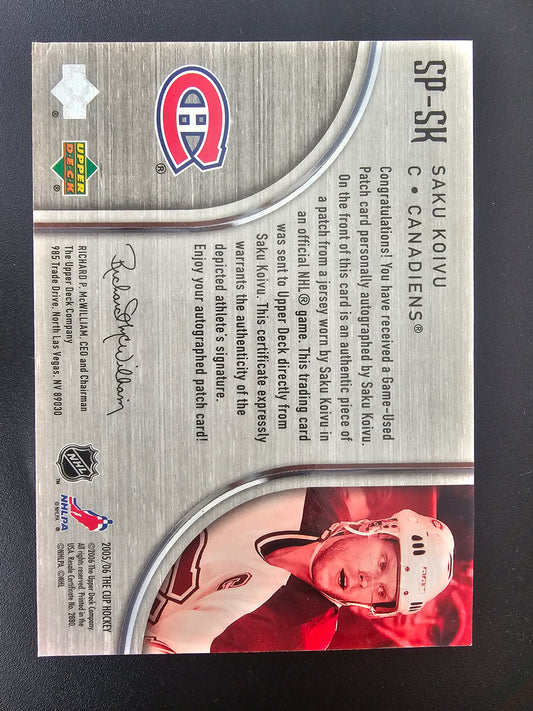 2005-06 Upper Deck The Cup - Signature Patches - Saku Koivu #SP-SK /75