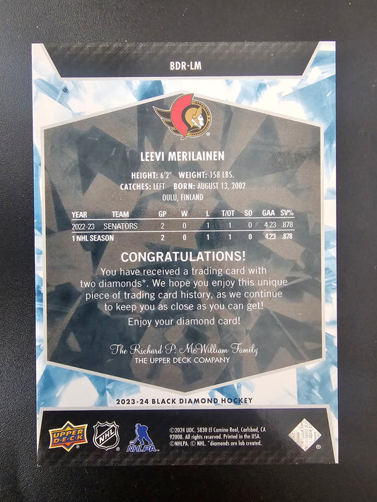 2023-24 Upper Deck Black Diamond - Diamond Relic Rookie Gems - Ruby - Leevi Merilainen #BDR-LM /49 RY