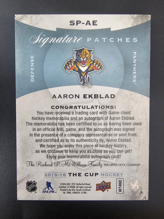 2015-16 Upper Deck The Cup - Signature Patches - Aaron Ekblad #SP-AE /99