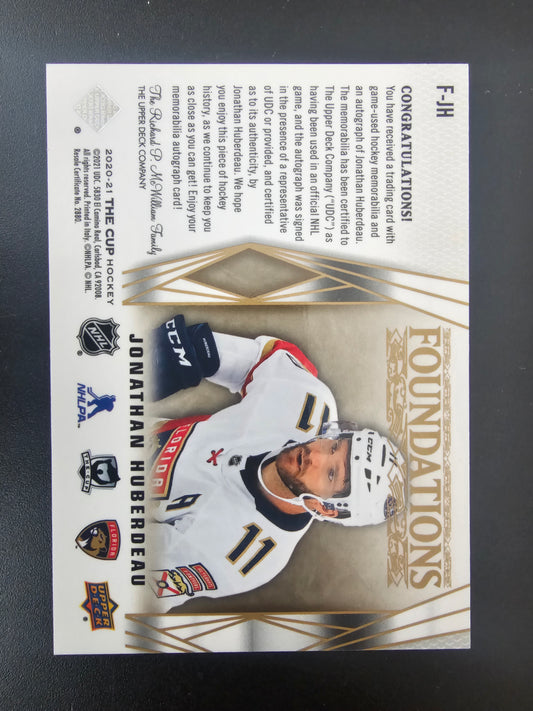 2020-21 Upper Deck The Cup - Foundations Quad - Patch Auto - Jonathan Huberdeau #F-JH /5