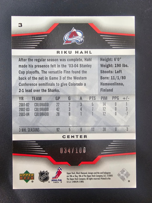 2005-06 Upper Deck Black Diamond - Ruby - Riku Hahl #6 /100
