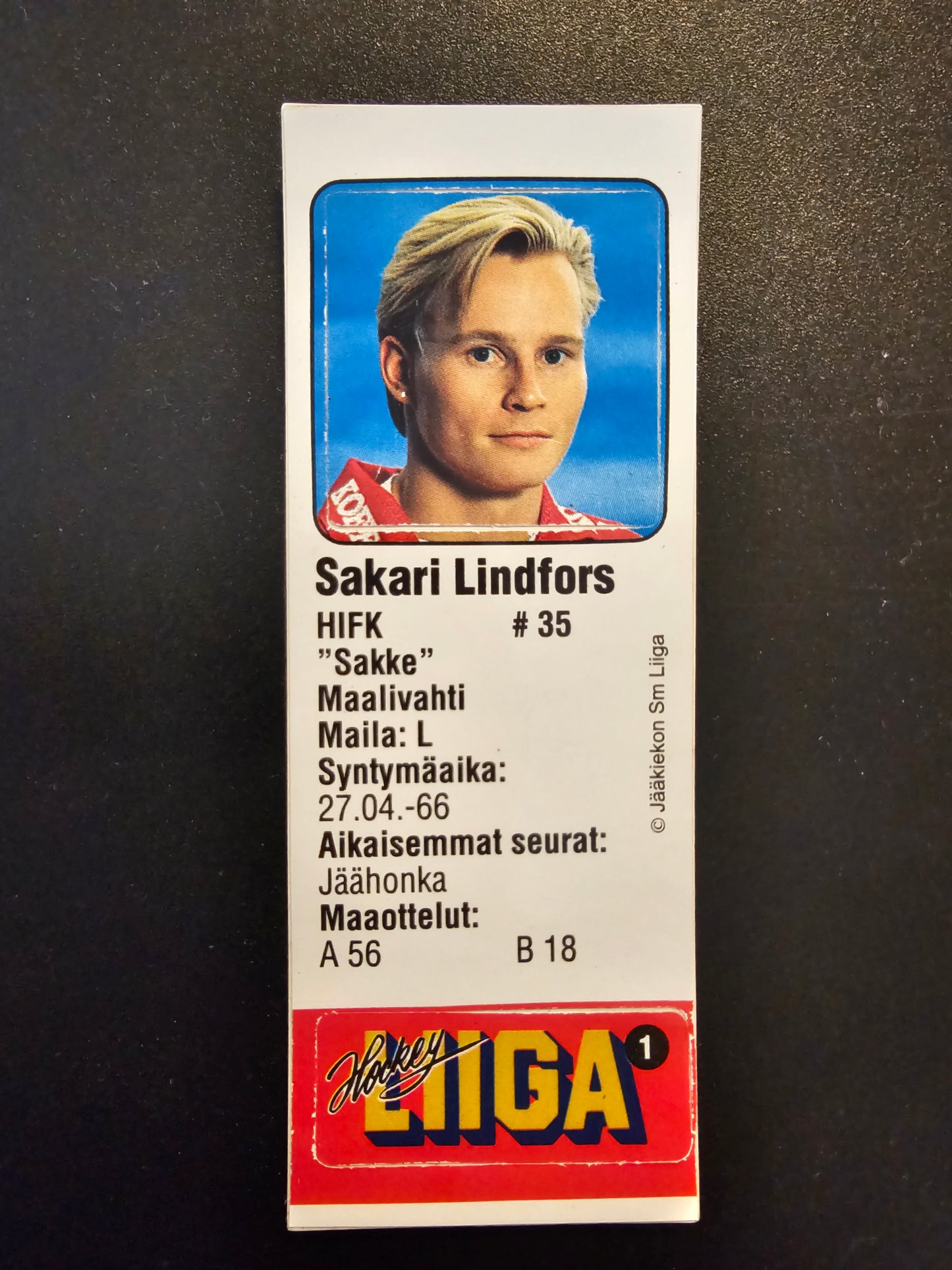 1991-92 JyväsHyvä HockeyLiiga - Sakari Lindfors #1 (Soikio)